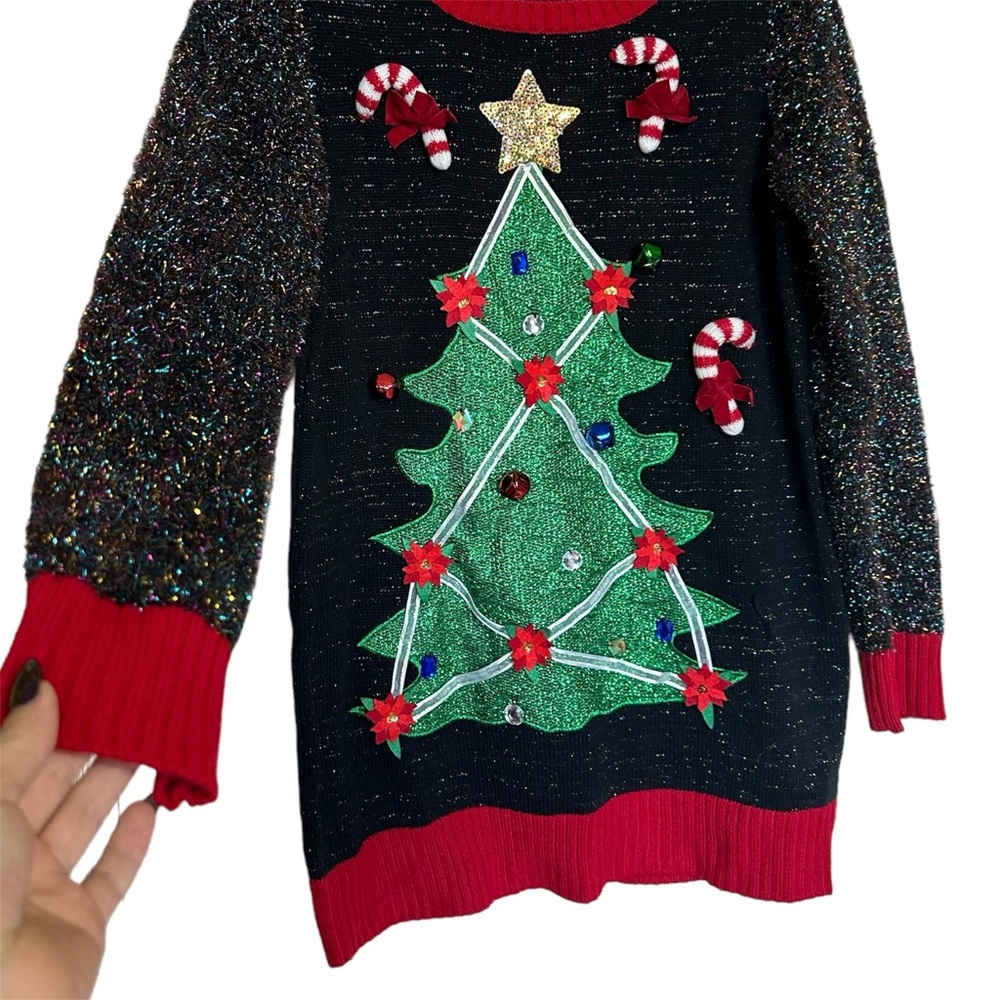 Chunky Cozy Fuzzy Ugly Christmas Sweater Size Small Candy Cane